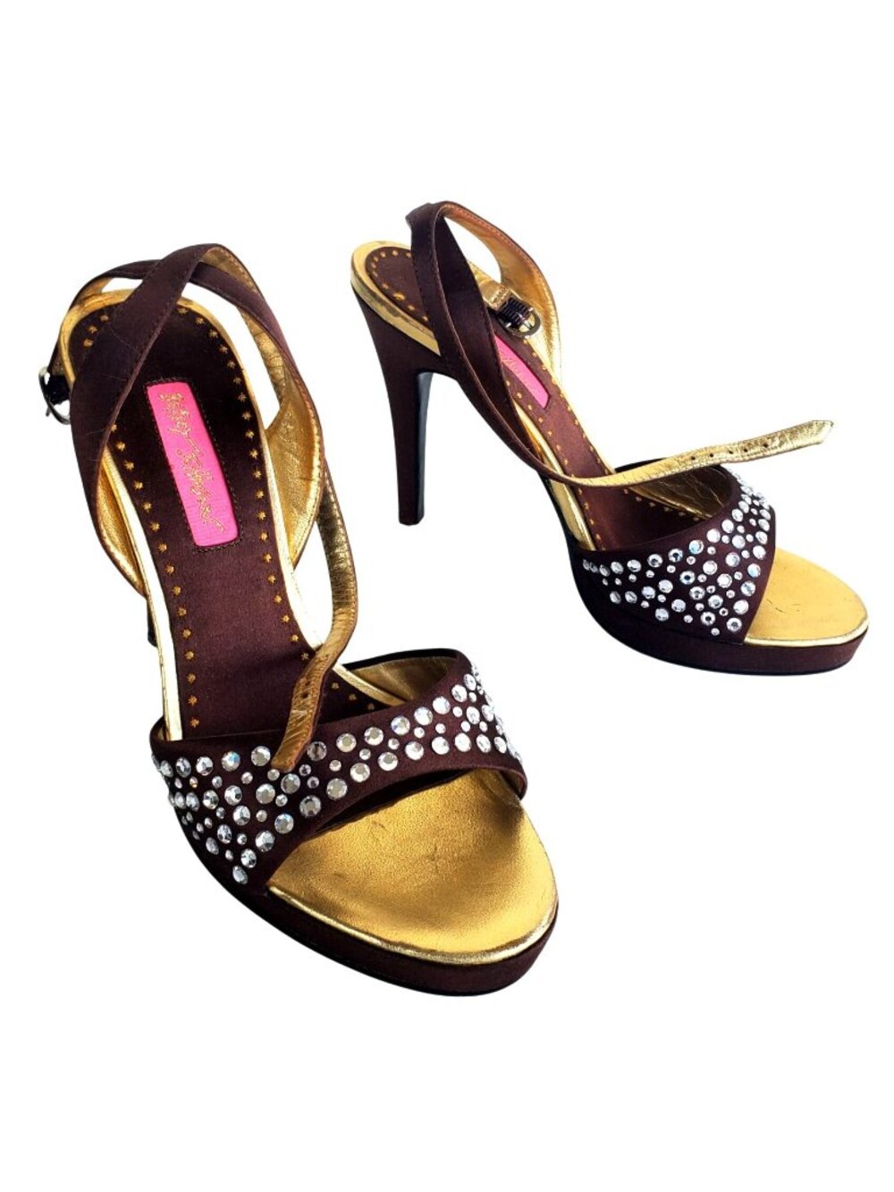 Y2K Vintage Betsey Johnson Cristie Rhinestone Platform Sandals Size 7